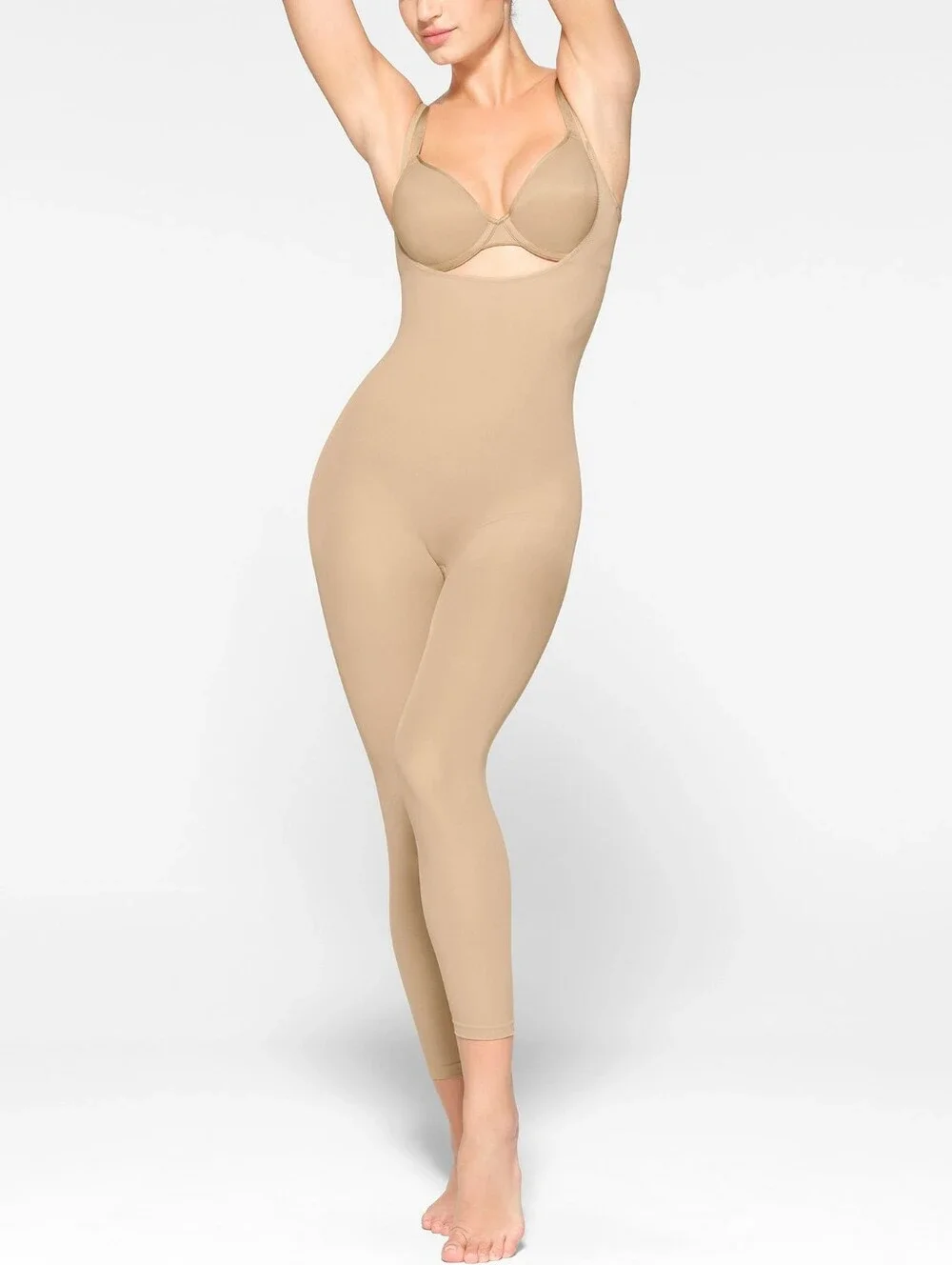 SKIMS Everyday Sculpt Open Bust Catsuit XS Sand Compression Shapewear NWOT